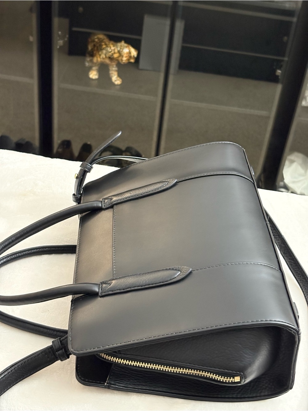 RADLEY LONDON Black Leather Structured Top-Handle Satchel - Picture 7 of 16